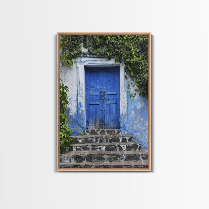 Change2 Mexican Wall Art, Colorful Mexican Door Architecture Painting Framed Canvas Print, Traditional Hacienda Architecture, Ready To Hang
