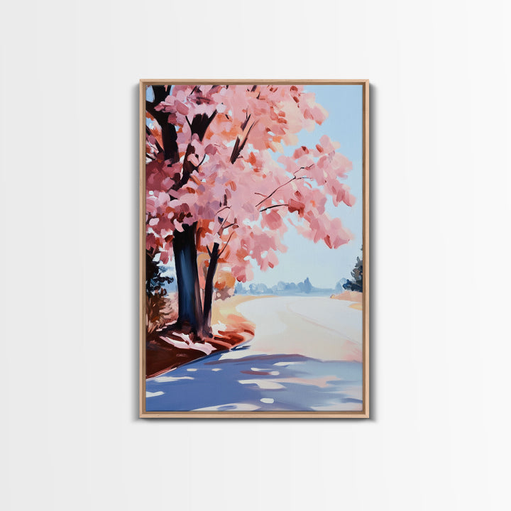 Winter Landscape Painting Print, Canvas Art, Retro Christmas Decor, Vintage Christmas Wall Art