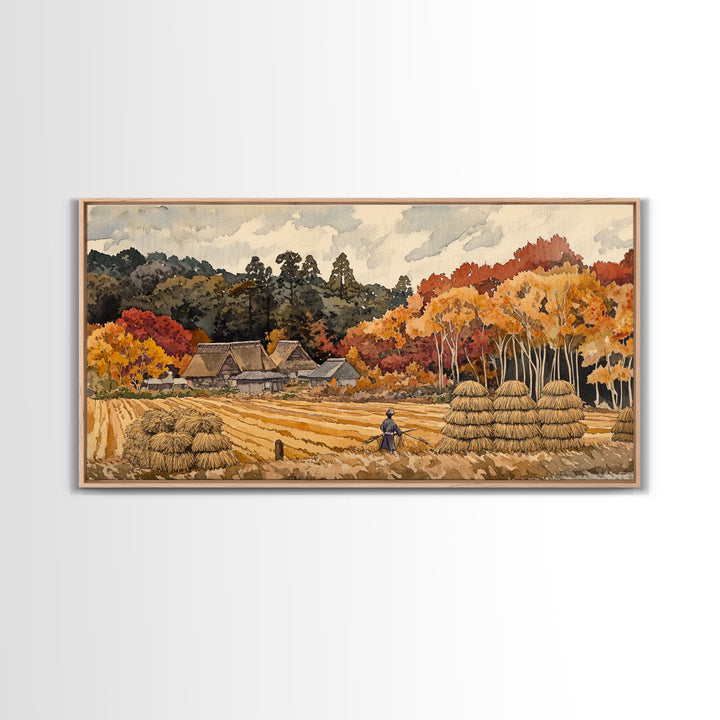 Harvest in Autumn Glory - holiday decor, rustic Christmas decor, country Christmas decor, Christmas scene art, seasonal wall art