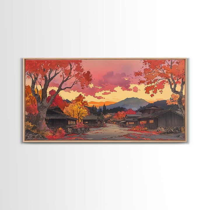 Fall farmhouse wall art, moody landscape, canvas print, rustic Christmas decor, holiday decor, gallery wall, seasonal wall art