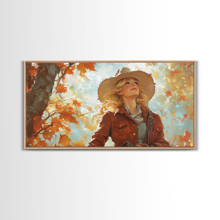 Serene Framed Canvas Print of Autumn Cottage Landscape, Moody Country Wall Art for Fall Home Decor, Perfect Autumn Gift Idea Seasonal Decor
