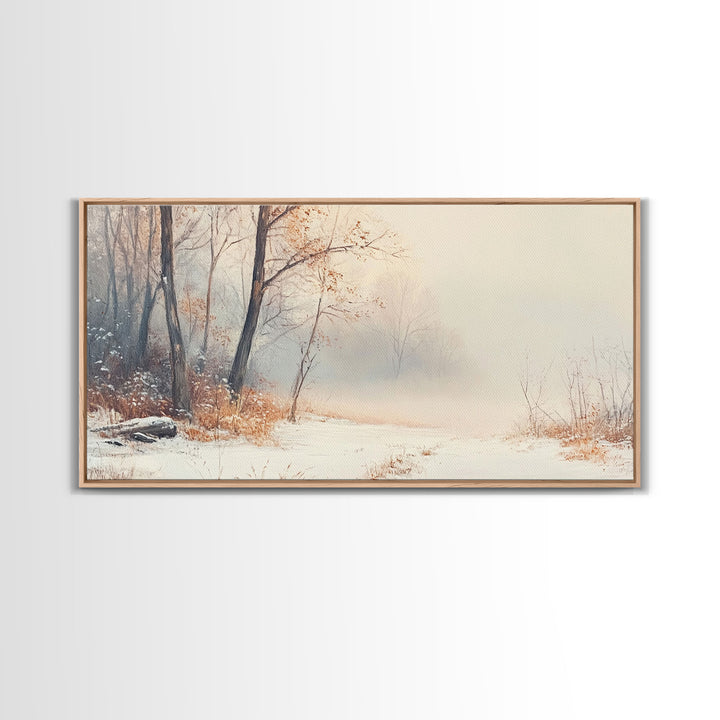 Vintage Family Christmas Scene Framed Canvas Print with Tree Decorations, Ideal Holiday Wall Art Gift for Retro Christmas Decor