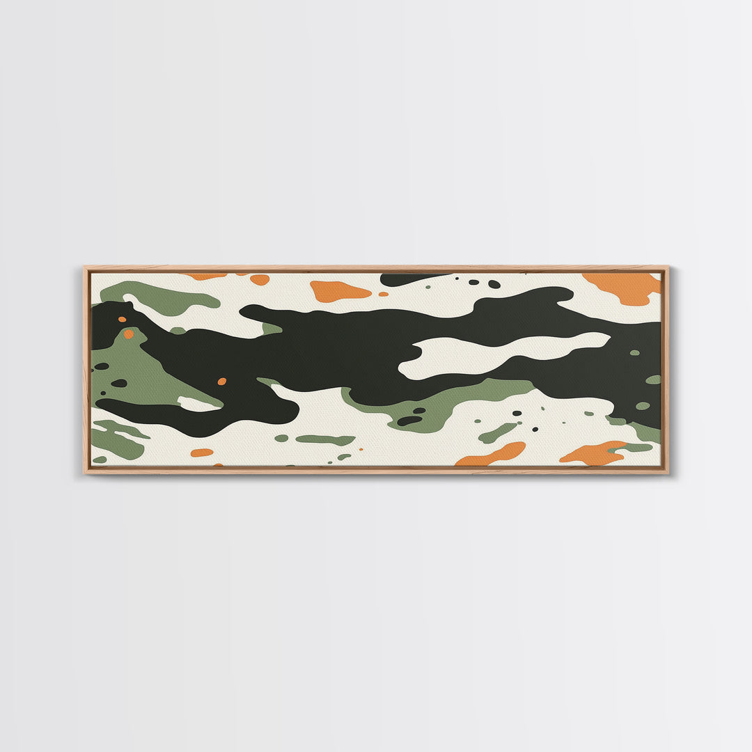 Camoflage, Camo Pattern Wall Art, Framed Canvas Print, Farmhouse Abstract Wall Art, Extra Wide Oversized Wall Art, Cammy Home Decor