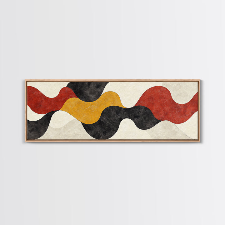 Neutral Abstract Geometric Shapes Pattern Print, Panoramic Wall Art, Extra Wide Minimalist MCM Home Decor