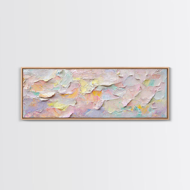 Abstract Moody Floral Wall Art, Framed Canvas Print, Pink and Pastel Wall Art, Large Abstract Flower Texture Wall Art for Above Bed or Sofa