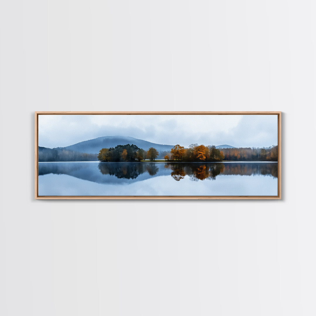 Calm - Reflections In The Lake On An Overcast Day - Panoramic Print - Original Painting Print - Landscape Oversized Painting Art