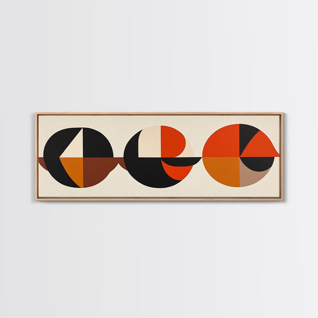 Abstract Art Deco Inspired Wall Art, Triangles and Circles, Geometric Pattern Wall Art, MCM Home Decor, Extra Wide Oversized Art