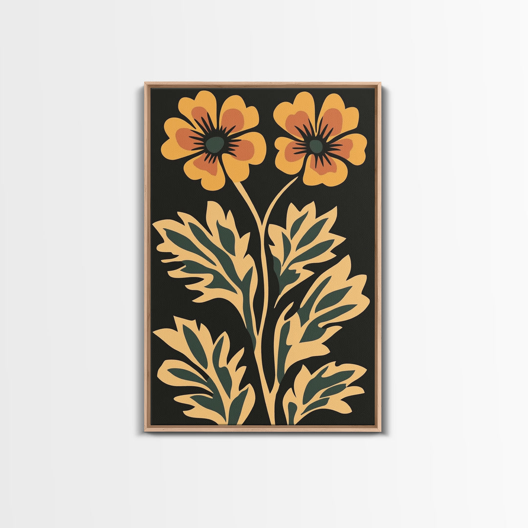 Beautiful Boho Wild Flower Wall Art Canvas Print, Framed Canvas Wall Art Botanical Print Boho Minimalist Home Decor For Living Room