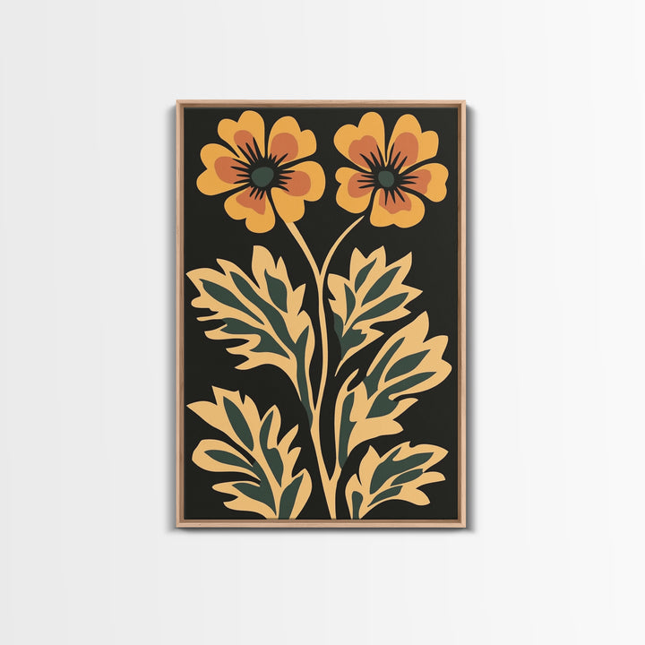 Beautiful Boho Wild Flower Wall Art Canvas Print, Framed Canvas Wall Art Botanical Print Boho Minimalist Home Decor For Living Room