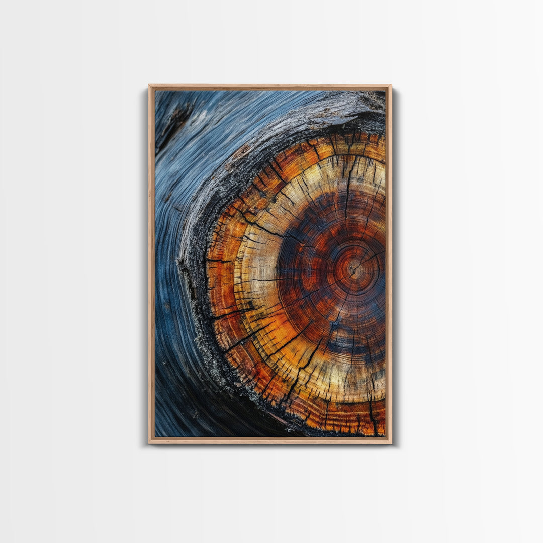 Canvas Print With Wood Frame - Tree Rings - Vertical Wall Art - Boho Minimalist Modern Farmhouse Decor - Rustic Art - Contemporary Art
