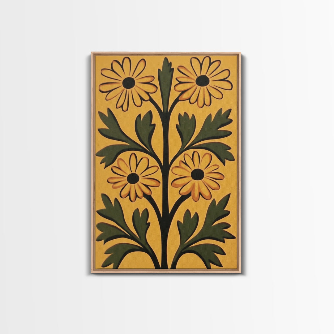 Boho Flower Wall Art, Canvas Print, Artful Boho Flower Art Print, Abstract Botanical Wall Art, Aesthetic Botanical Living Room Decor
