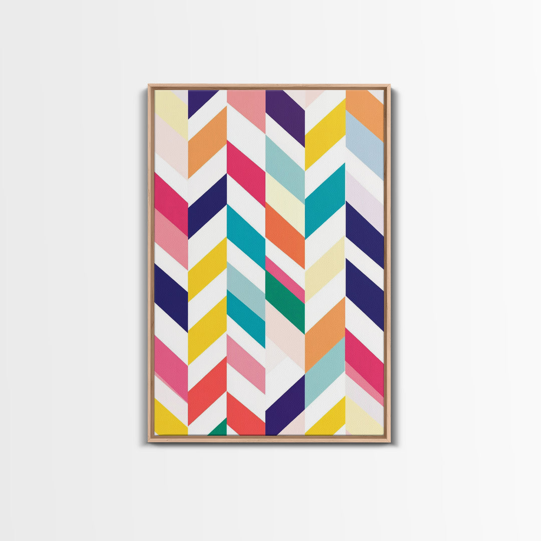 Pastel Chevrons Wall Art, Framed Canvas Print, Wood Framed Wall Art, Framed Wall Art, Gift Idea, Home Decor
