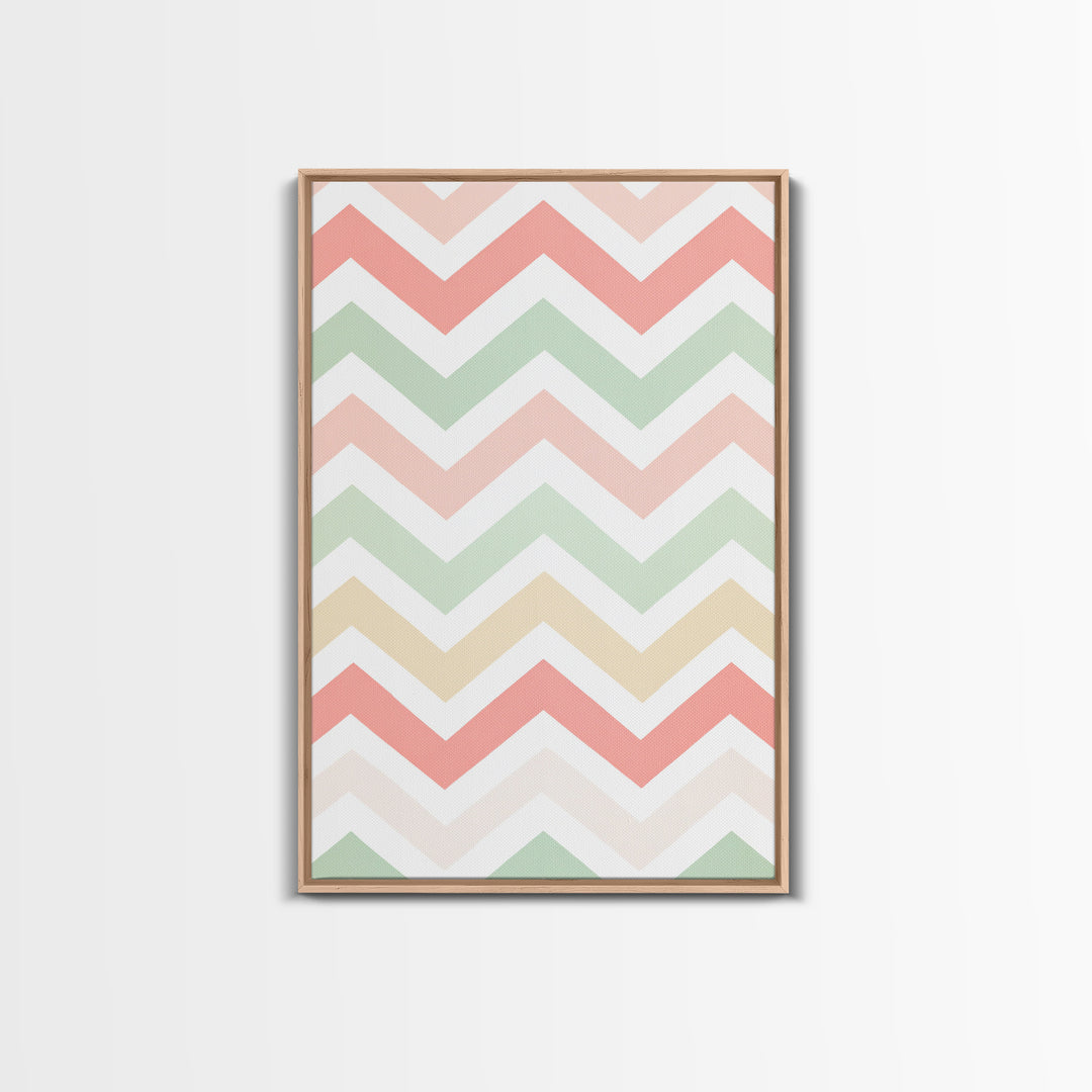 Chevron Zig Zag Pastel Wall Art, Geometric Wood Framed Wall Art, Decorative Wall Accent, Mosaic Wall Decor, Boho Art