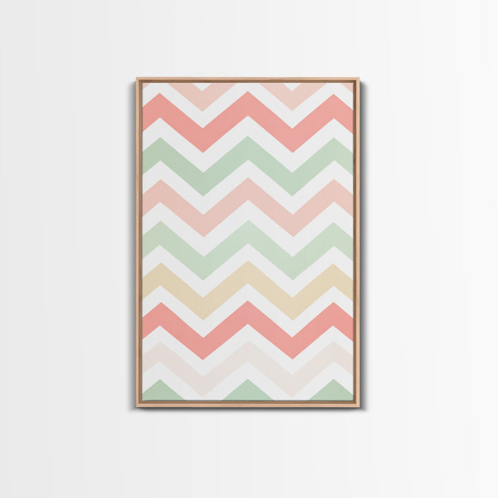 Chevron Zig Zag Pastel Wall Art, Geometric Wood Framed Wall Art, Decorative Wall Accent, Mosaic Wall Decor, Boho Art