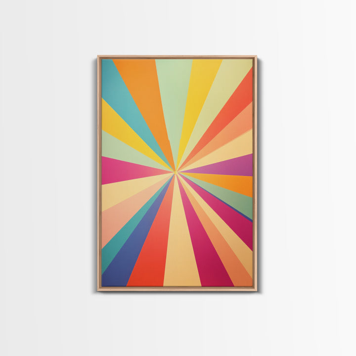 Carmine Pink, Sunglow Yellow, Mint Green and Deep Saffron Mid-Century Modern Abstract Wall Art, Canvas Print, Retro Boho Decor