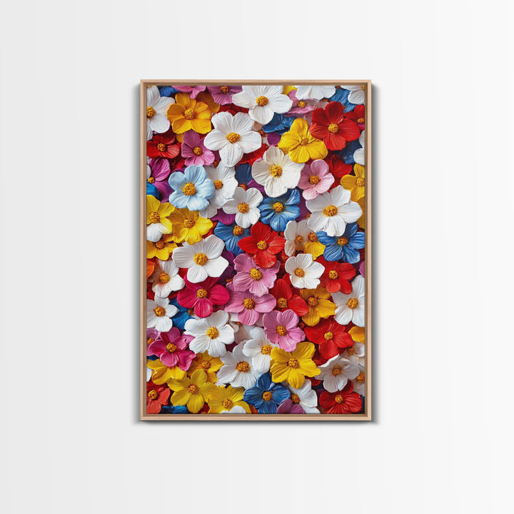 Botanical Prints Wall Art, Framed Canvas Print, 3D Effect Flower Art, Modern Art, Cute Room Decor, Aesthetic Decor, Trendy Wall Art