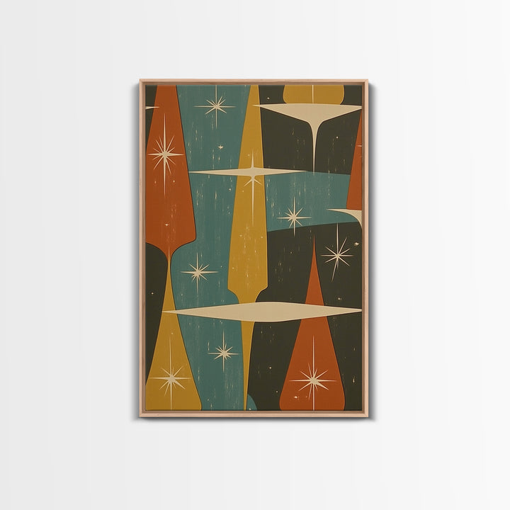 Art Deco Star Burst Canvas Print Wall Art, Retro 50s Style, Starburst, Mid-Century Modern Wall Art, Boho Decor