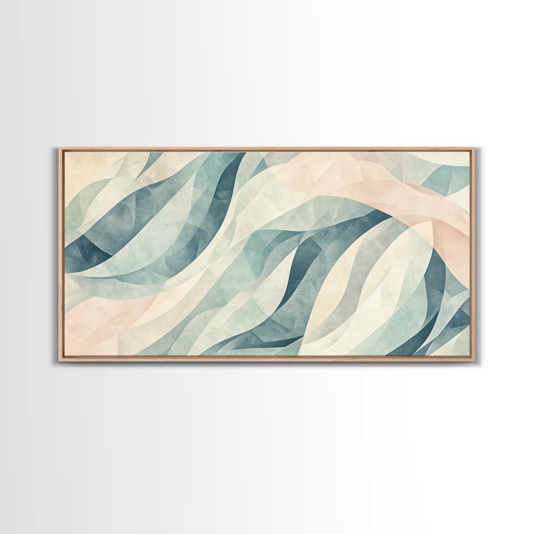 Pastel Abstract Canvas Print, Retro Kids Room Decor, Large Modern Art, Line Art Print