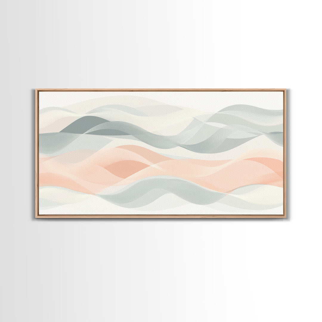 Retro Wall Art MCM Inspired Abstract Art, Mid-Century Modern Art, Retro Geometric Art, Ocean Waves, Modern Abstract Pastel Painting