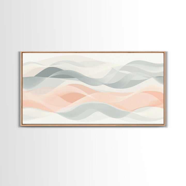 Retro Wall Art MCM Inspired Abstract Art, Mid-Century Modern Art, Retro Geometric Art, Ocean Waves, Modern Abstract Pastel Painting