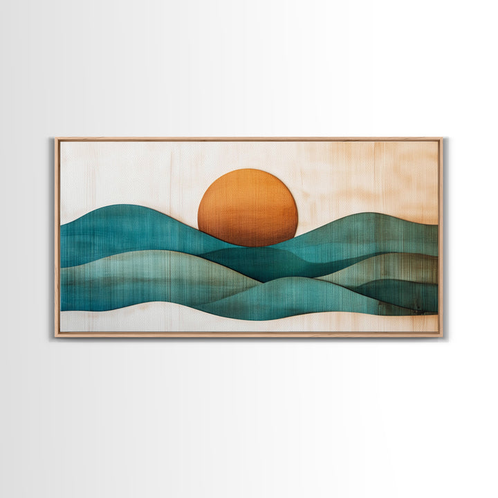 Abstract Minimalist Art Deco Landscape Canvas Print, Boho Home Decor, Bohemian Wall Art, Tiny House Wall Art