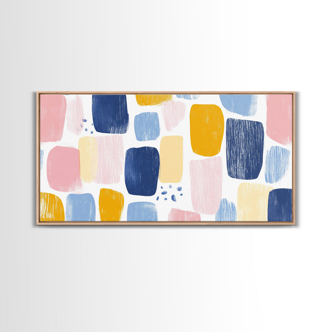 Abstract Painting Print, Wood Framed Wall Art, Preppy Decor, Girl's Dorm Room Wall Art, Apartment Decor
