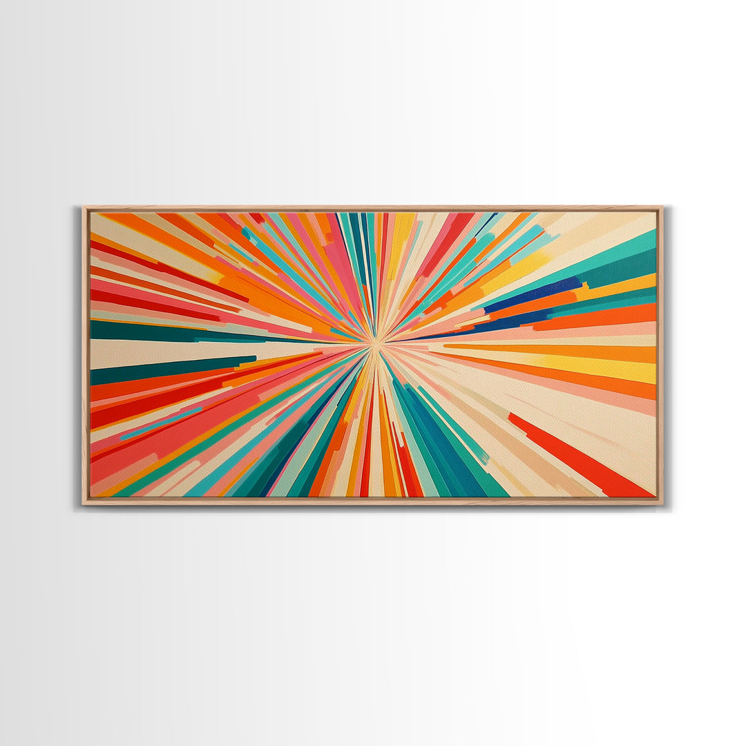 Beautiful Art Deco Sun Burst Wall Art Canvas Print, Unique Wall Decor, ready to hang framed wall art, living room decor