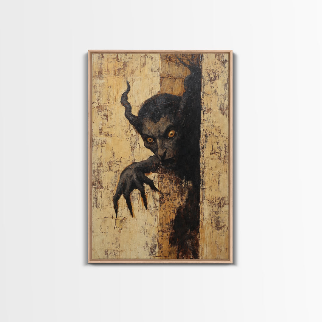 Demon Painting Print, Dark Macabre Wall Art, Original Satyr Painting, Witchy Decor, Wall Art For Witches, Witch Familiar Painting
