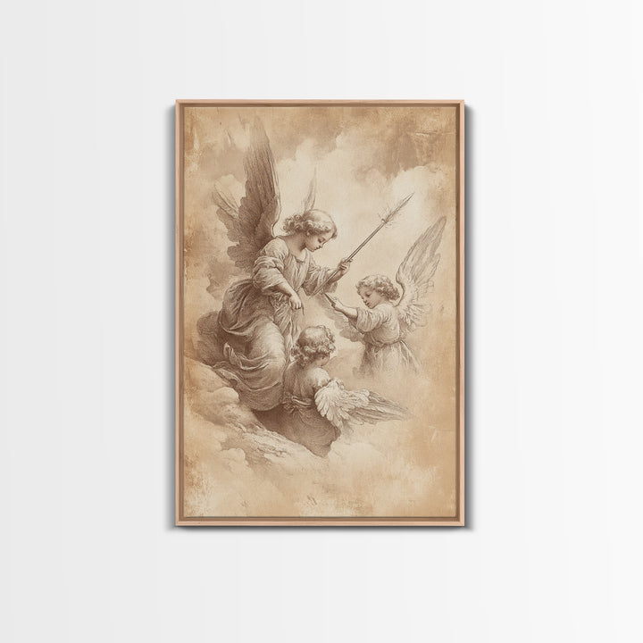 Angelic Painting Print, Framed Canvas Print, Angelic Wall Art, Abstract Angel Artwork, Personalized Gifts, Guardian Angels