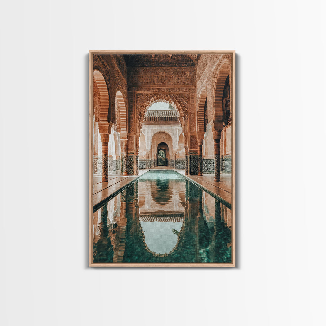 Reflection Pool Framed Canvas Print, Moroccon Wall Art
