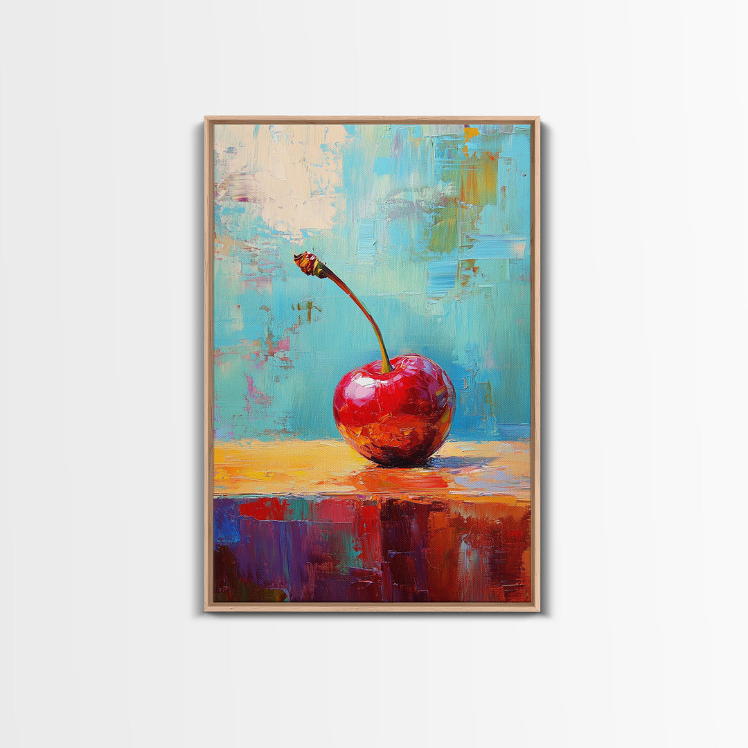 Cherry Painting Print, Canvas Print, Cherry Painting Original Art Berry Still Life Painting On Canvas, Original Artwork, Kitchen Decor, Dining Room Art