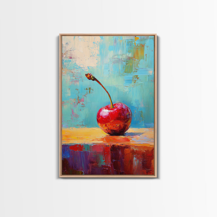 Cherry Painting Print, Canvas Print, Cherry Painting Original Art Berry Still Life Painting On Canvas, Original Artwork, Kitchen Decor, Dining Room Art