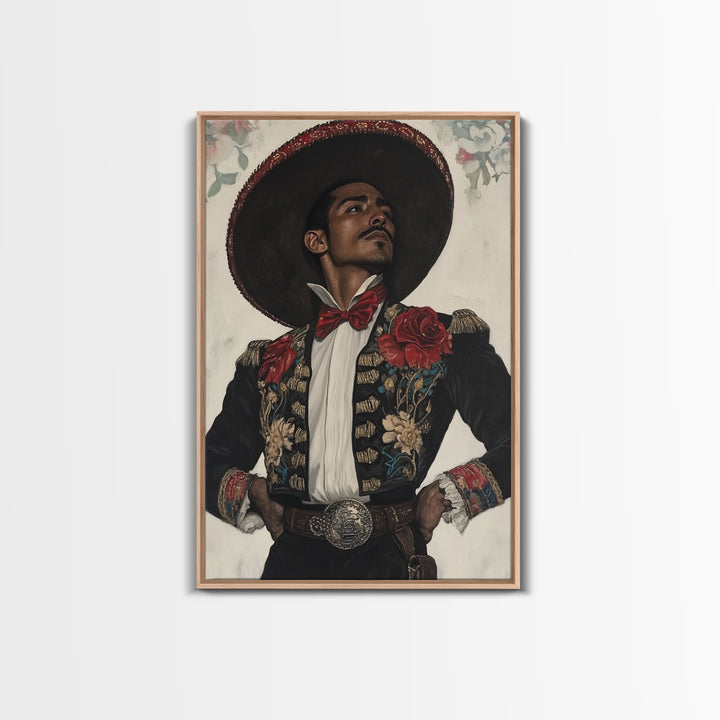 The Matador Painting Print, Chicano Art Framed Canvas Print, Traditional Mexican Wall Decor, Mexican Wall Art, Cultural Decor, Vibrant Decor
