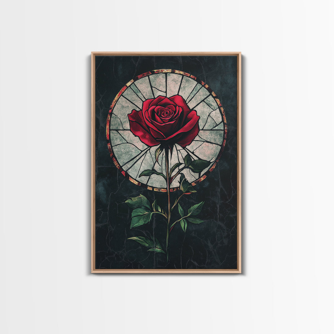 Rose Painting Print, Wood Framed Canvas Print, Beautiful Rose Painting Abstract Wall Art, Minimalist Floral Decor, Flowers Print, Floral Wall Art