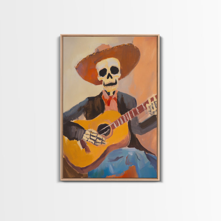 Chicano Cowboy Guitarist Canvas Print - Tejano Wall Art - Mexicano Home Decor - Mexican Style Cultural Artwork