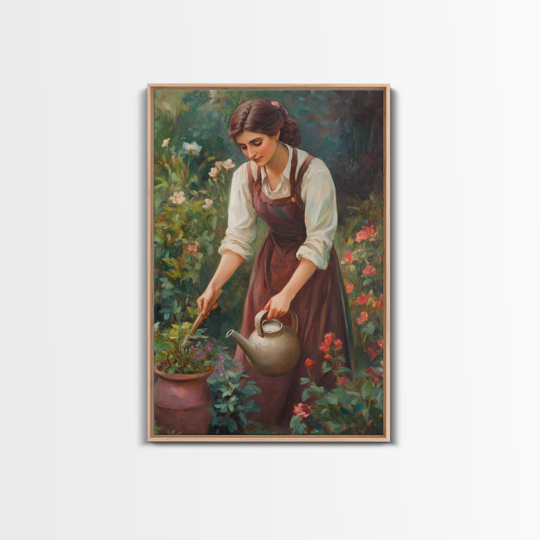 Canvas Art Print - In The Garden - Woman In Garden Painting Wall Art Print - Extra Large Art - Gardening Wall Art - Gardening Gift Idea