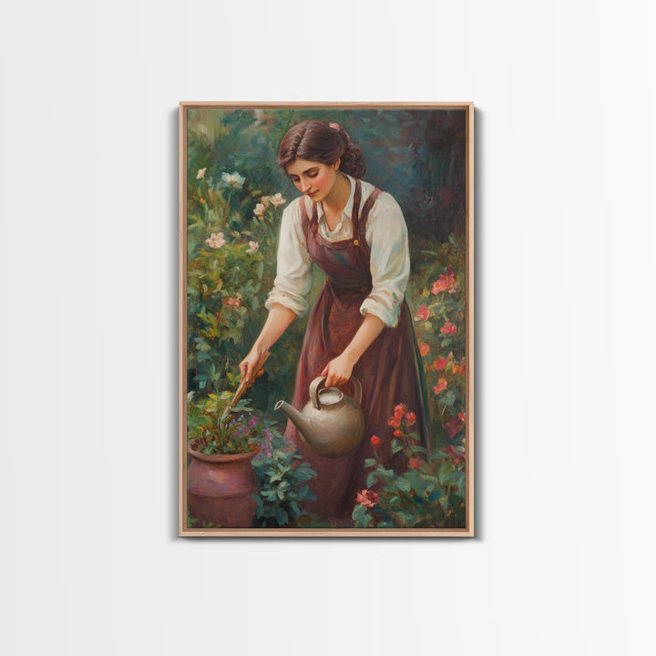 Canvas Art Print - In The Garden - Woman In Garden Painting Wall Art Print - Extra Large Art - Gardening Wall Art - Gardening Gift Idea