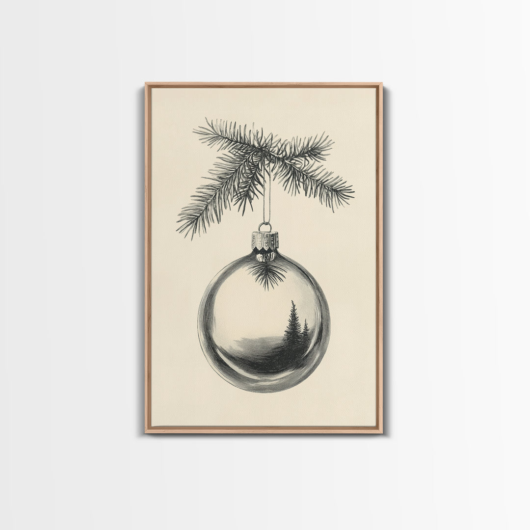 Christmas Tree Ornament Canvas Print, Retro Home Decor, Boho Christmas