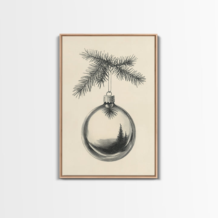 Christmas Tree Ornament Canvas Print, Retro Home Decor, Boho Christmas