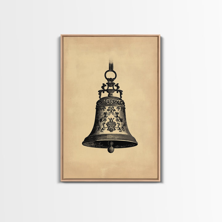 Christmas Bell Painting Print - Wood Framed Wall Art - Christmas Decor - Boho Christmas - Minimalist Christmas