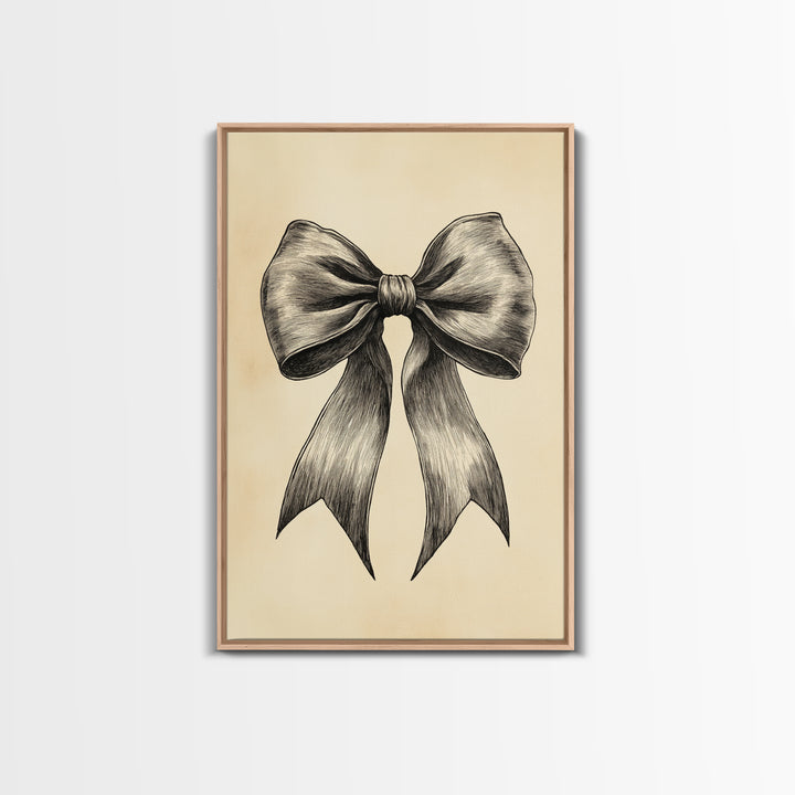 Boho Christmas Bow Canvas Print - Framed Canvas - Minimalist Christmas Art - Boho Christmas Art - Rustic Christmas Art