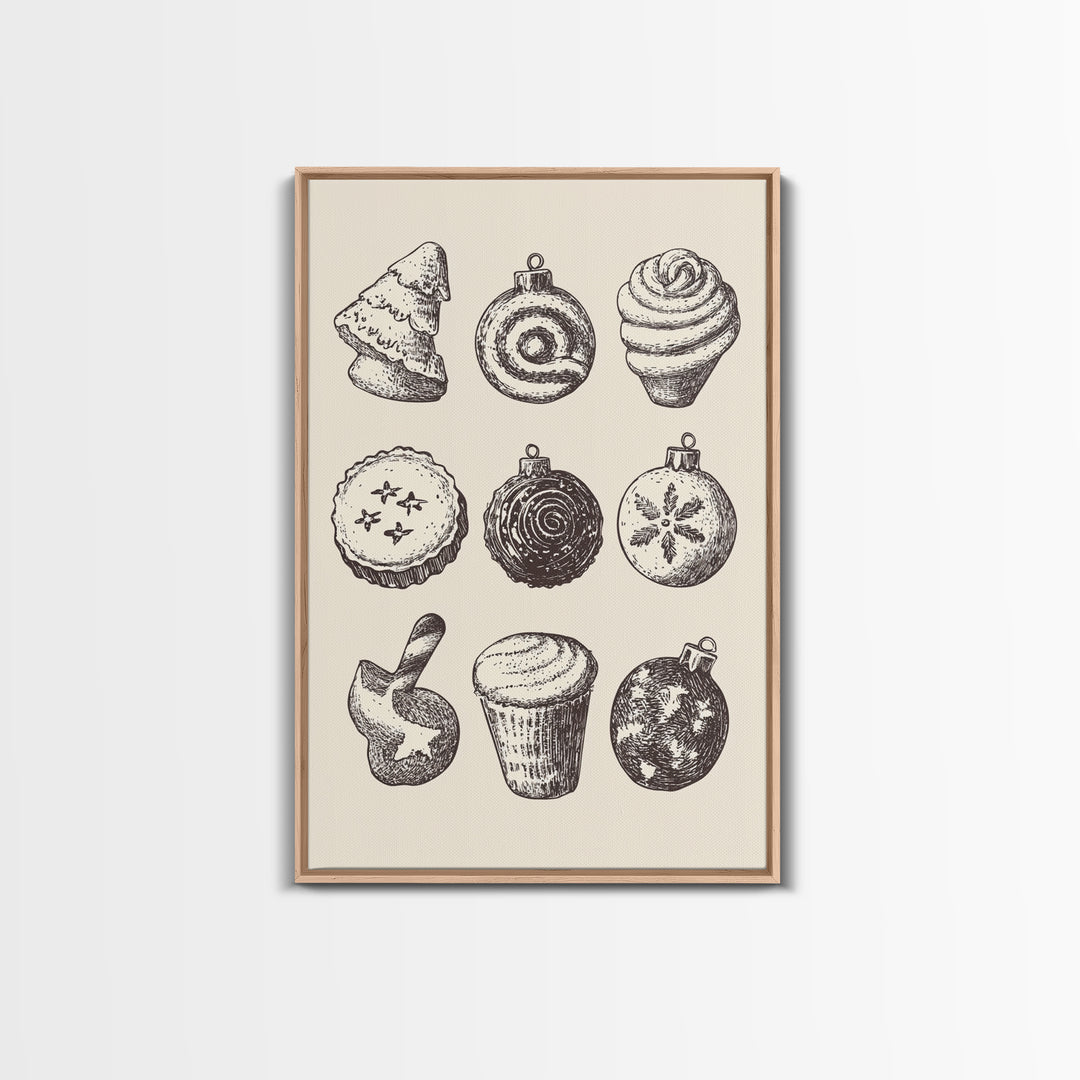 Rustic Boho Christmas Cookies Canvas Print - Framed Canvas - Minimalist Christmas Art - Boho Christmas Art - Rustic Christmas Art