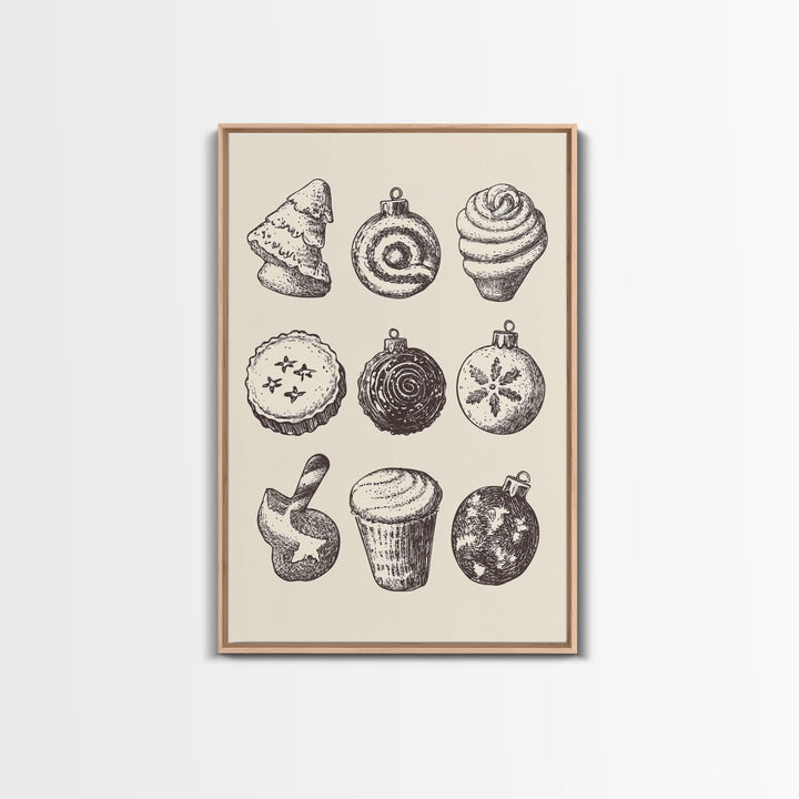Rustic Boho Christmas Cookies Canvas Print - Framed Canvas - Minimalist Christmas Art - Boho Christmas Art - Rustic Christmas Art
