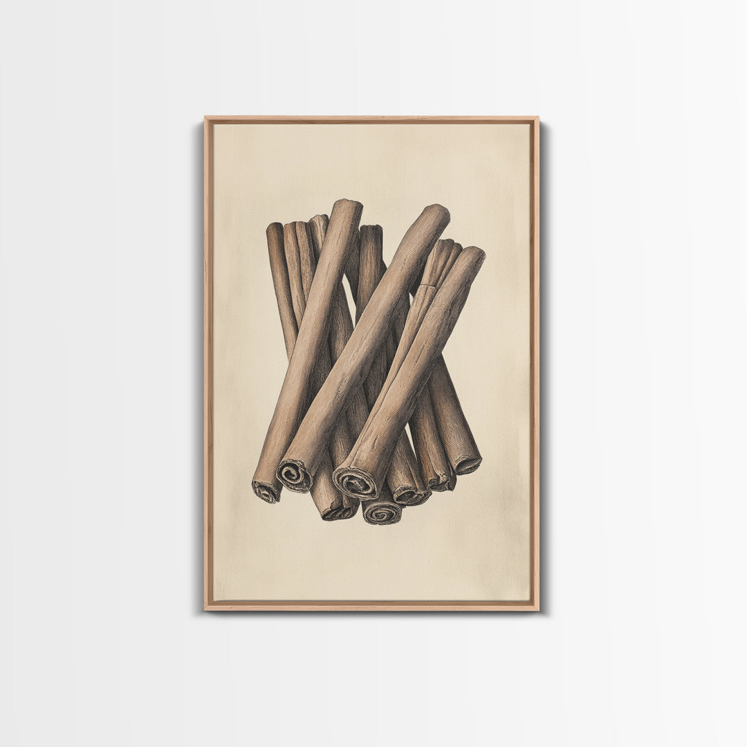 Christmas Cinnamon Sticks Canvas Print - Framed Canvas - Minimalist Christmas Art - Boho Christmas Art - Rustic Christmas Art