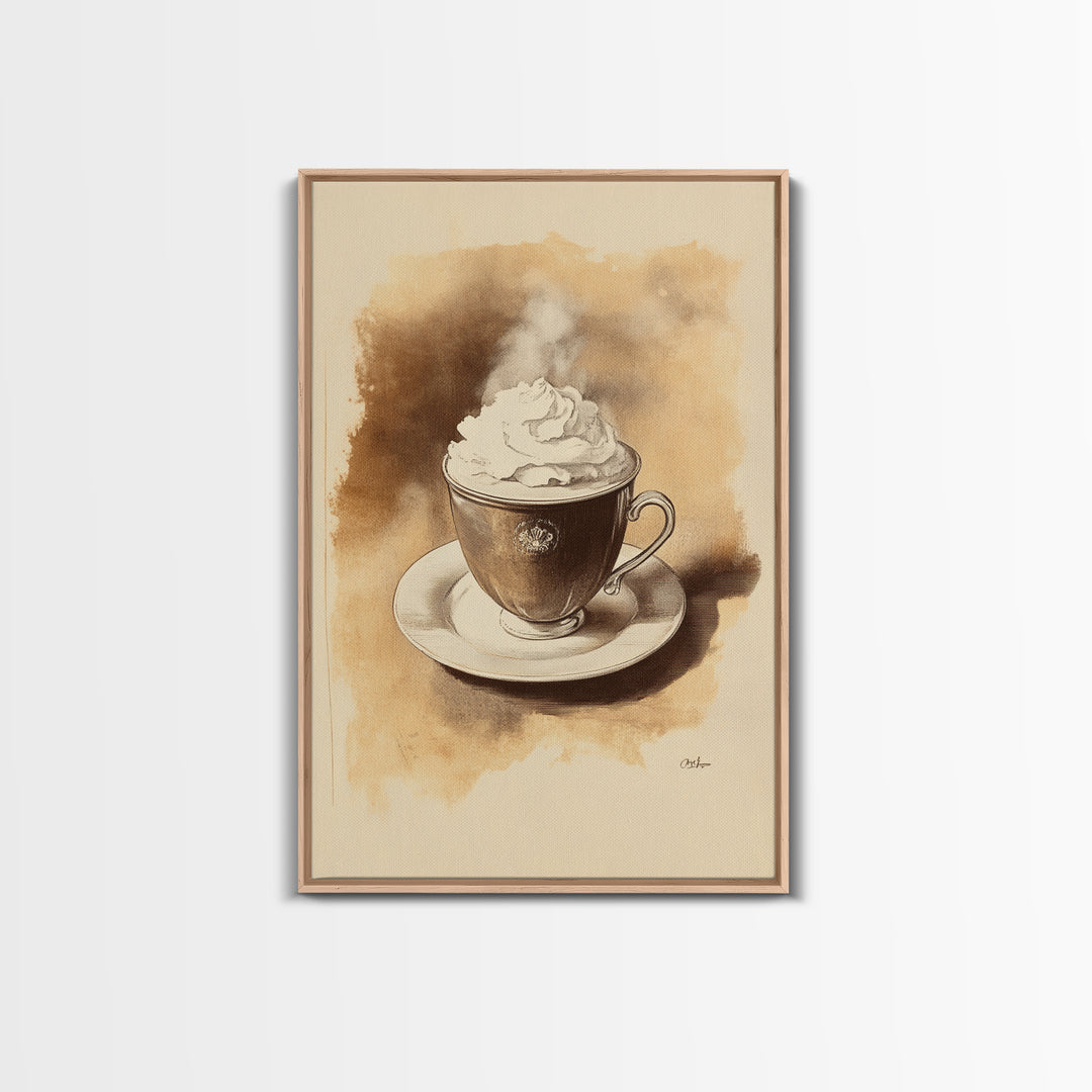 Christmas Coffee Canvas Print - Framed Canvas - Minimalist Christmas Art - Boho Christmas Art - Rustic Christmas Art