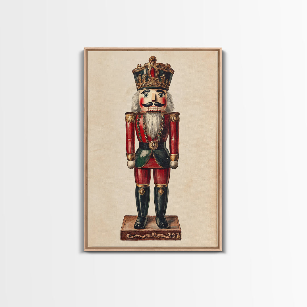 Sketch of a Nutcracker Canvas Print - Framed Canvas - Minimalist Christmas Art - Boho Christmas Art - Rustic Christmas Art