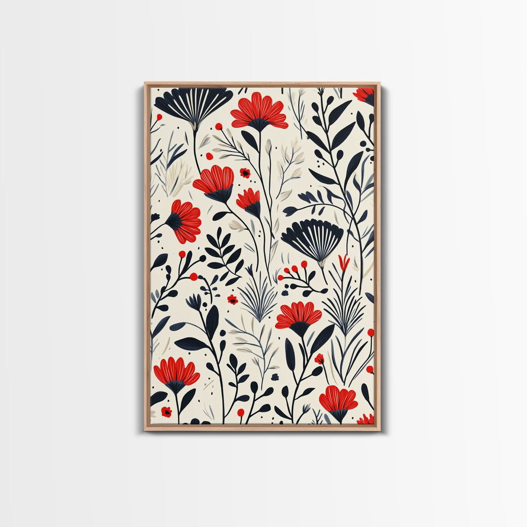 Botanical / Floral Print Wall Art Framed Canvas Print Midcentury Modern Wall Art Home Decor Boho Minimalist Ready To Hang Large Art