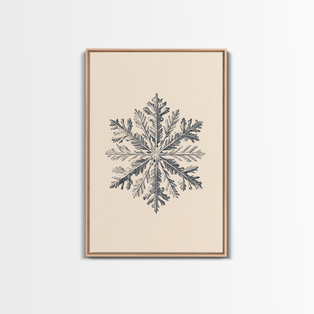 Snowflake Canvas Print - Framed Canvas - Minimalist Christmas Art - Boho Christmas Art - Rustic Christmas Art - Winter Decor - Winter Art