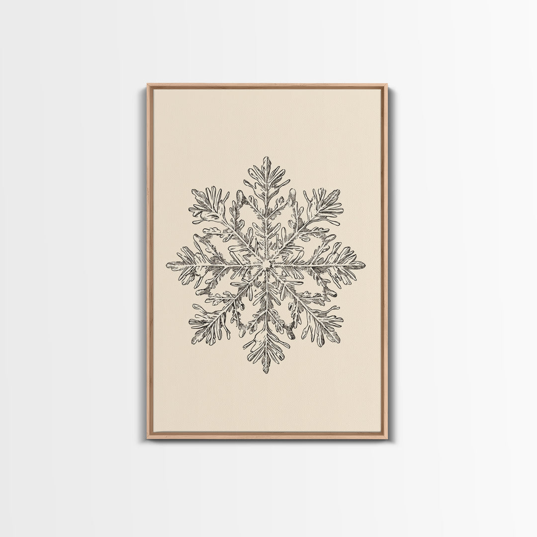 Sketch of a Snowflake Canvas Print - Framed Canvas - Minimalist Christmas Art - Boho Christmas Art - Rustic Christmas Art