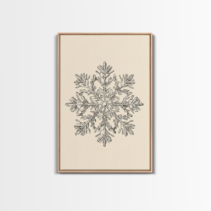 Sketch of a Snowflake Canvas Print - Framed Canvas - Minimalist Christmas Art - Boho Christmas Art - Rustic Christmas Art